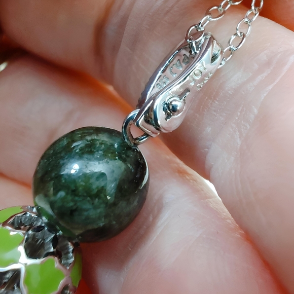 Jade of Yesteryear Sterling Silver Nephrite Jade Pendant Necklace 18" - Picture 7 of 8